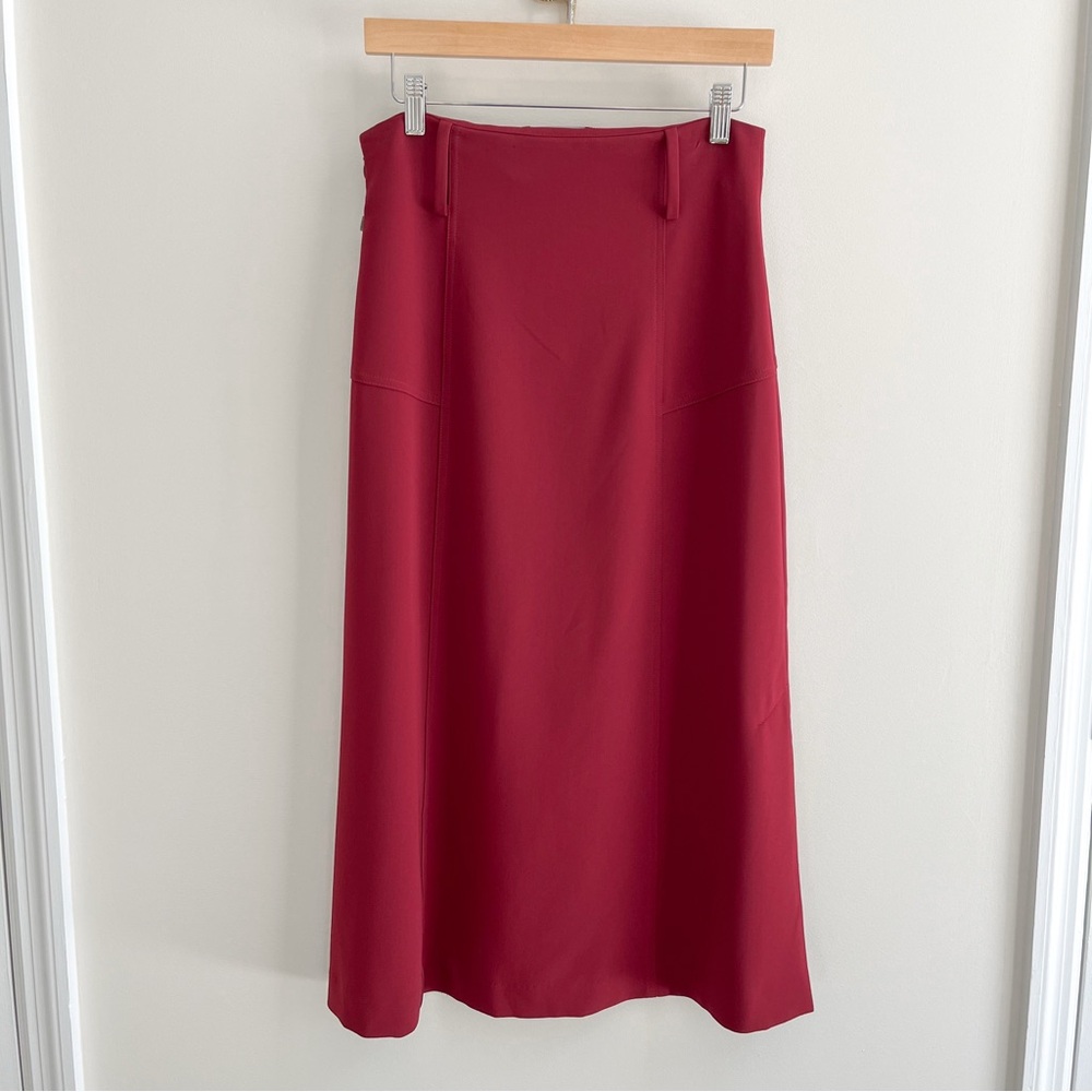 [judith & charles] adira midi skirt w/ belt merlot 6 - Picture 2 of 9